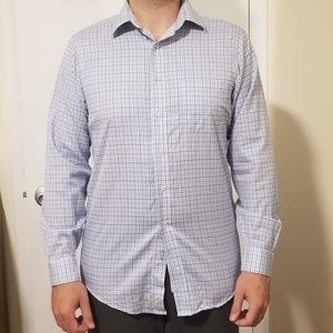 Collared Patterned Blue Button-down Shirt